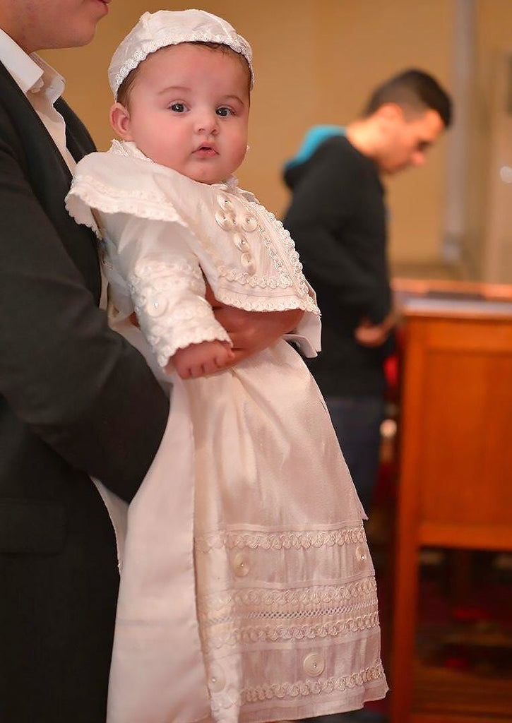Cotton Sateen Bishop's Christening Baptism Gown and Bonnet - Little Things  Mean a Lot